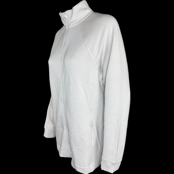 Cuddl Duds Smooth Knit Jersey Full Zip Jacket Pumice Stone Medium NWOT Mock Neck - Picture 4 of 14